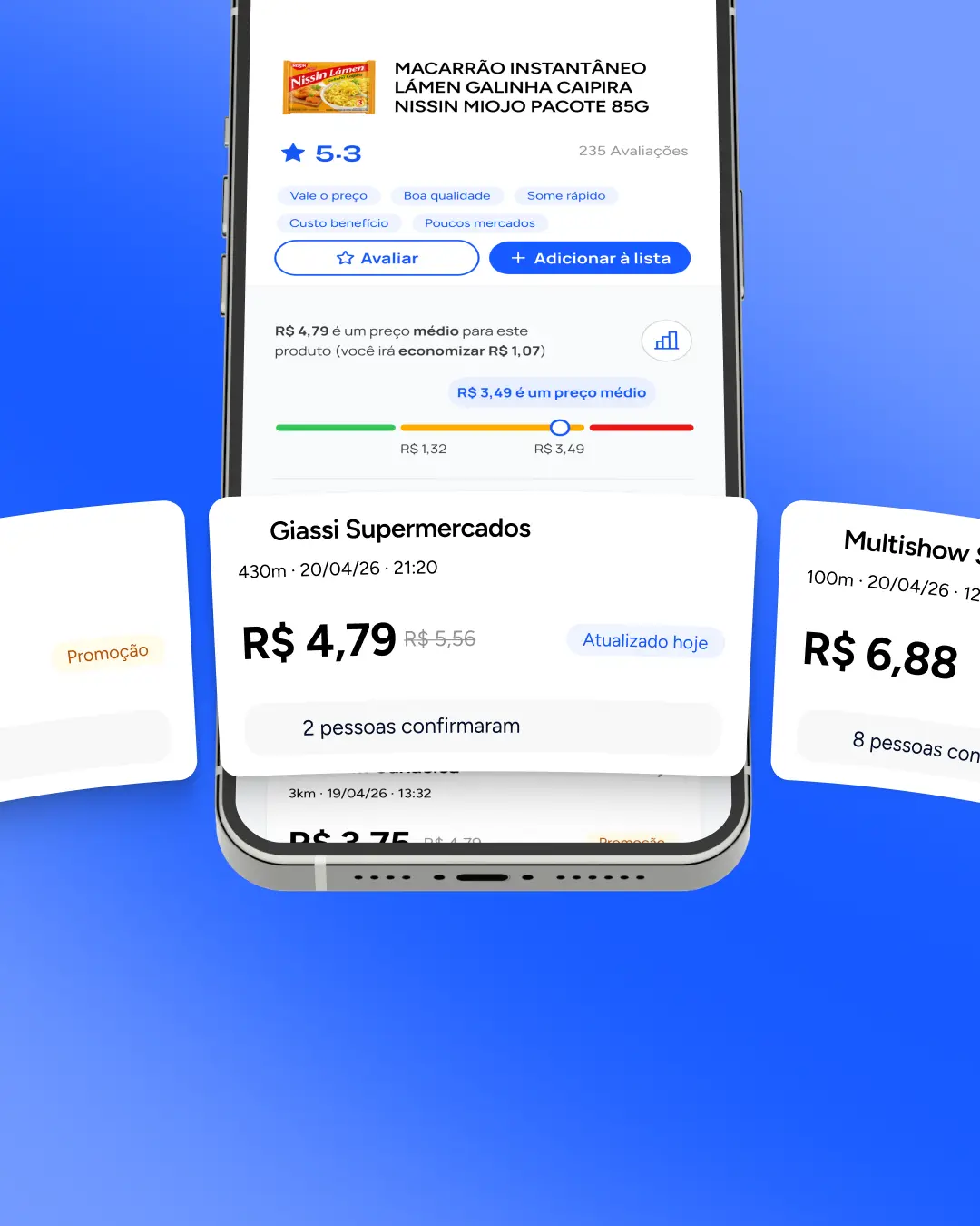 Mockup de preços do app Zei no feed
